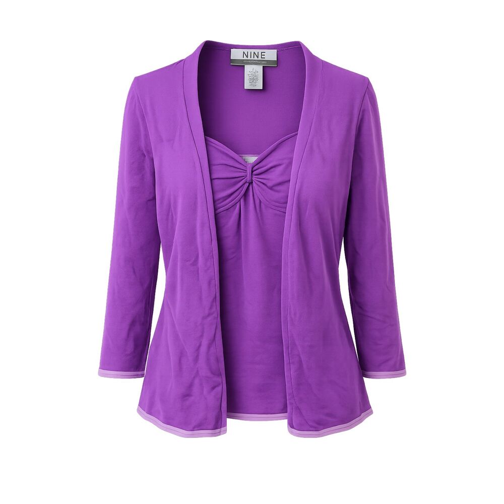 Nine & Company Purple Cardigan & Tank Top Set Women's Large